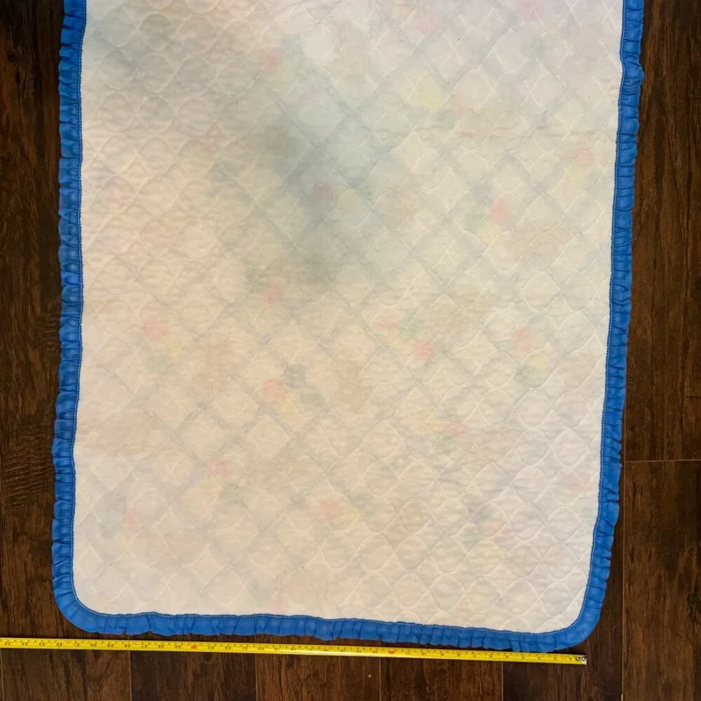 Baby Quilt WithTeddy Bears Colorful Balloons Hand-Stitched Blue Border 36